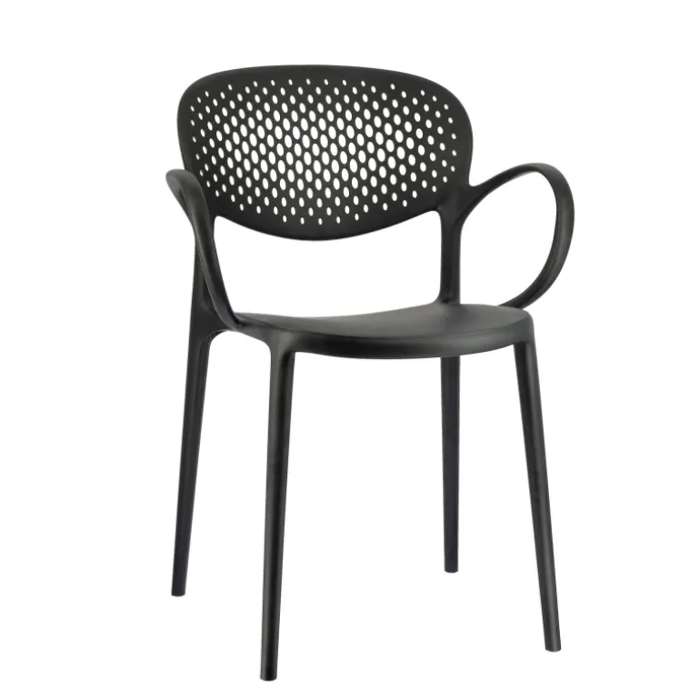 Abby Connubia® Fauteuil empilable en polypropylène recyclé avec dossier microperforé