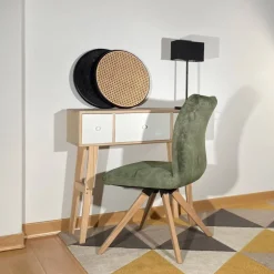 Adèle Chaise en tissu pivotante confortable avec pieds bois