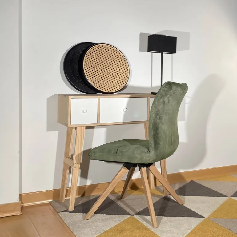 Adèle Chaise en tissu pivotante confortable avec pieds bois