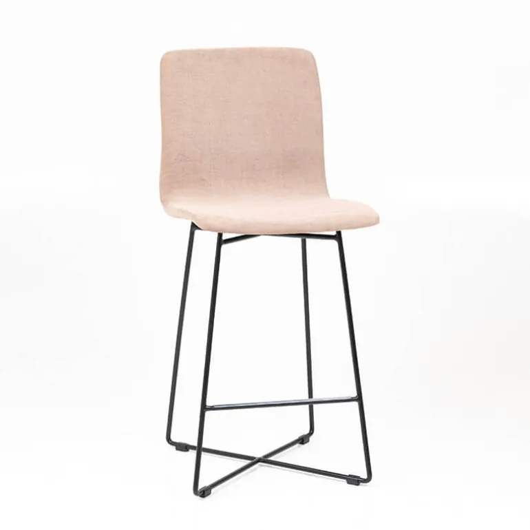 Amelie Tabouret snack en tissu et pieds métal croisé