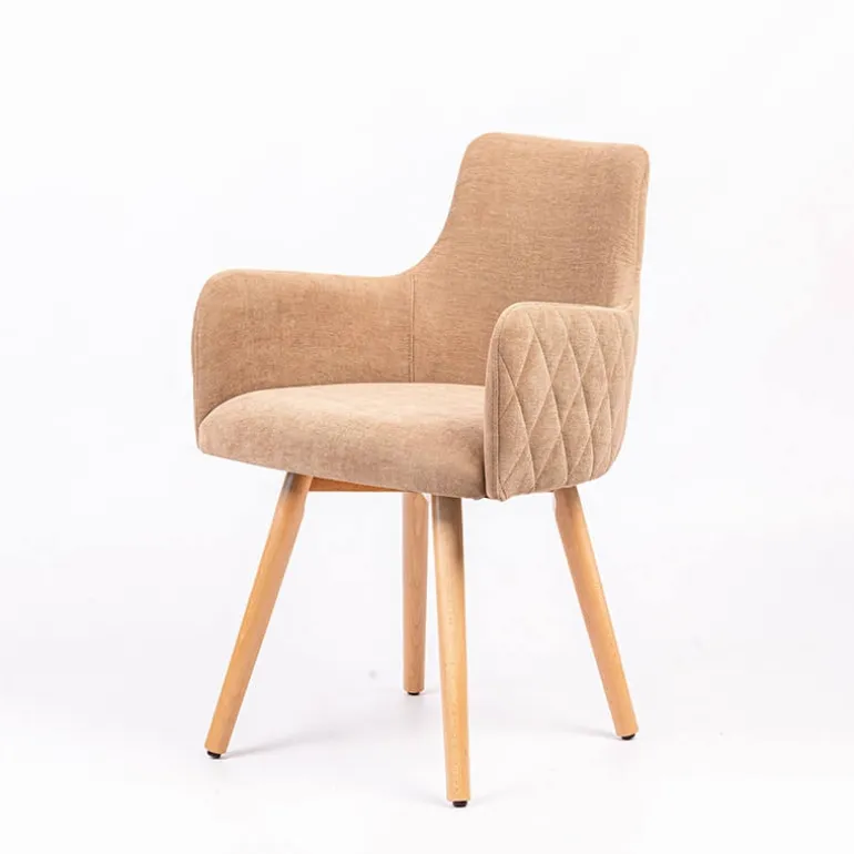 Anders diamant Fauteuil en tissu dos matelassé et pieds en bois