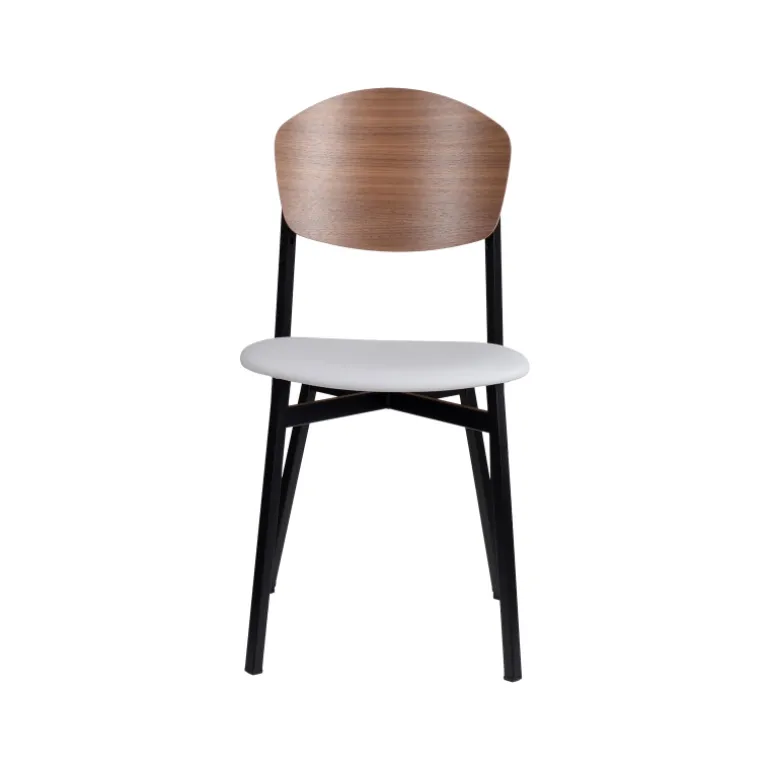 Artémis Carrier® Chaise design française assise en synthétique, dossier bois et pieds en métal