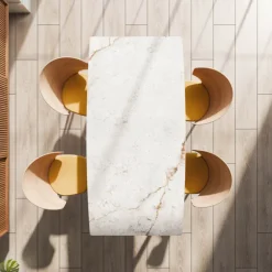 Atlas Table scandinave extensible en céramique avec pieds en bois