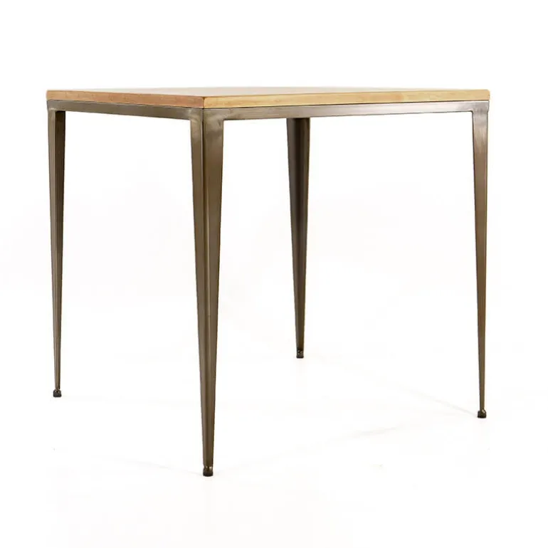 Bolonia AM412 Table industrielle carrée en métal et bois