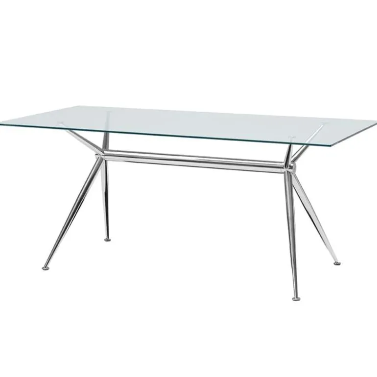 Brioso Midj® Table en verre design avec pieds en X métalliques