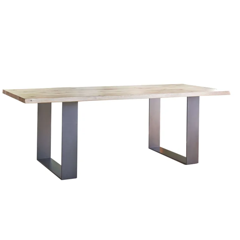 Carte Table rectangulaire industrielle extensible en chêne massif pieds traineau
