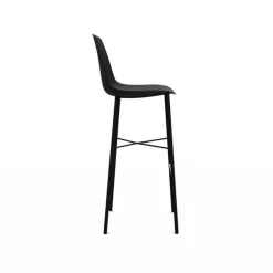 Cloe Tabouret de bar belge moderne avec coque en polypropylène et pieds en métal