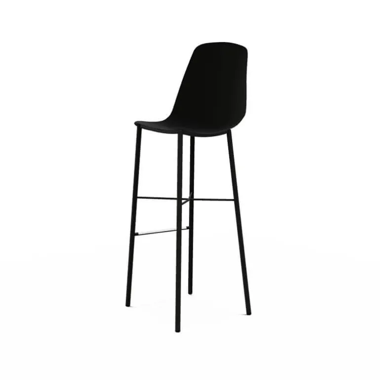 Cloe Tabouret de bar belge moderne avec coque en polypropylène et pieds en métal