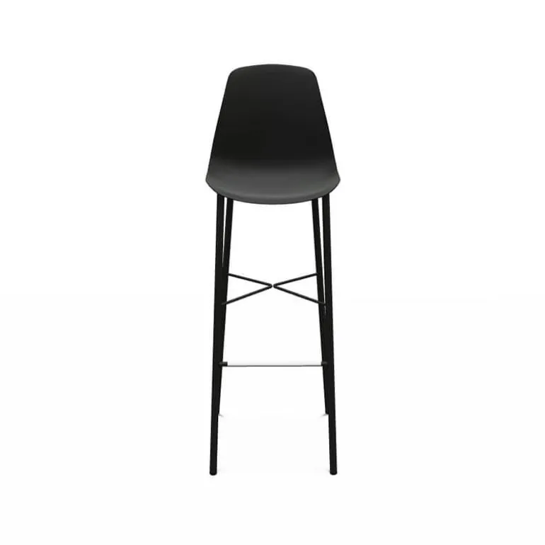 Cloe Tabouret de bar belge moderne avec coque en polypropylène et pieds en métal