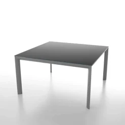 Cocoon Table carrée contemporaine en verre trempé et métal