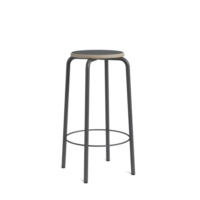 Collège Tabouret snack vintage sans dossier bois et métal