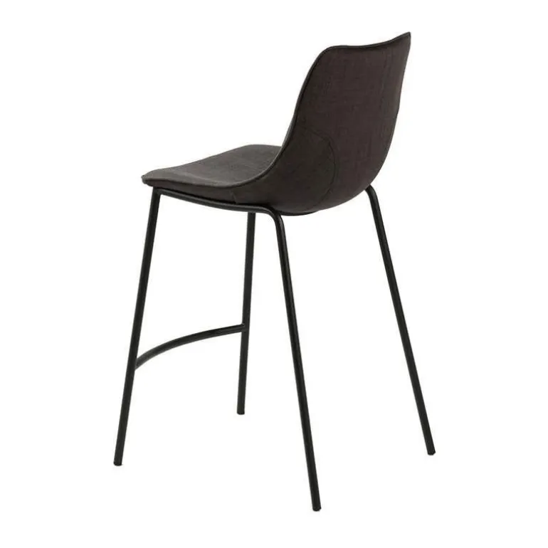 CoqueTabouret snack coque en tissu gris et pieds en métal noir