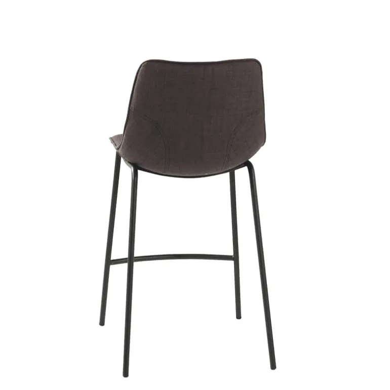 CoqueTabouret snack coque en tissu gris et pieds en métal noir