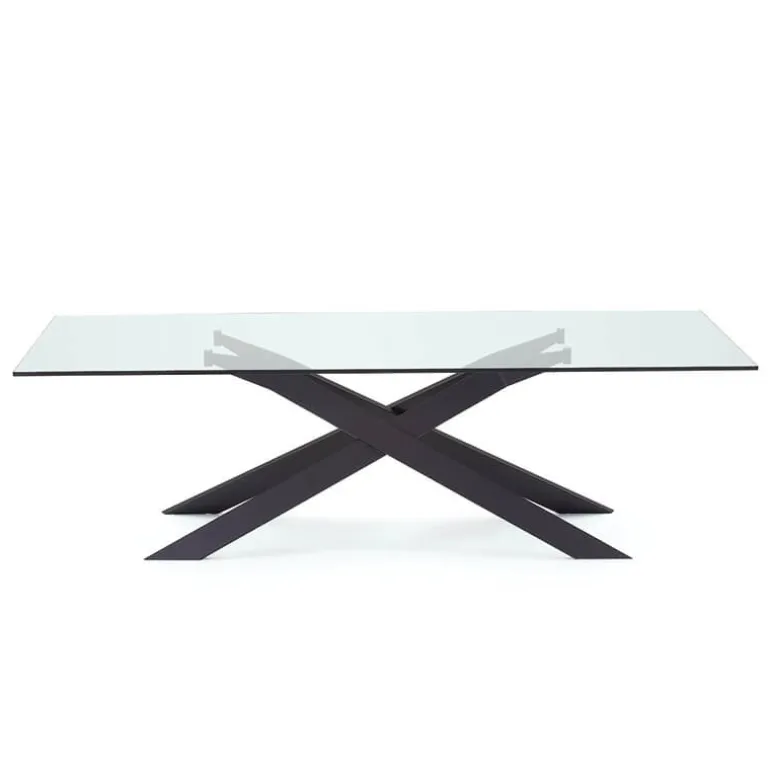 Cross Sovet® Table de salle à manger design en verre et métal