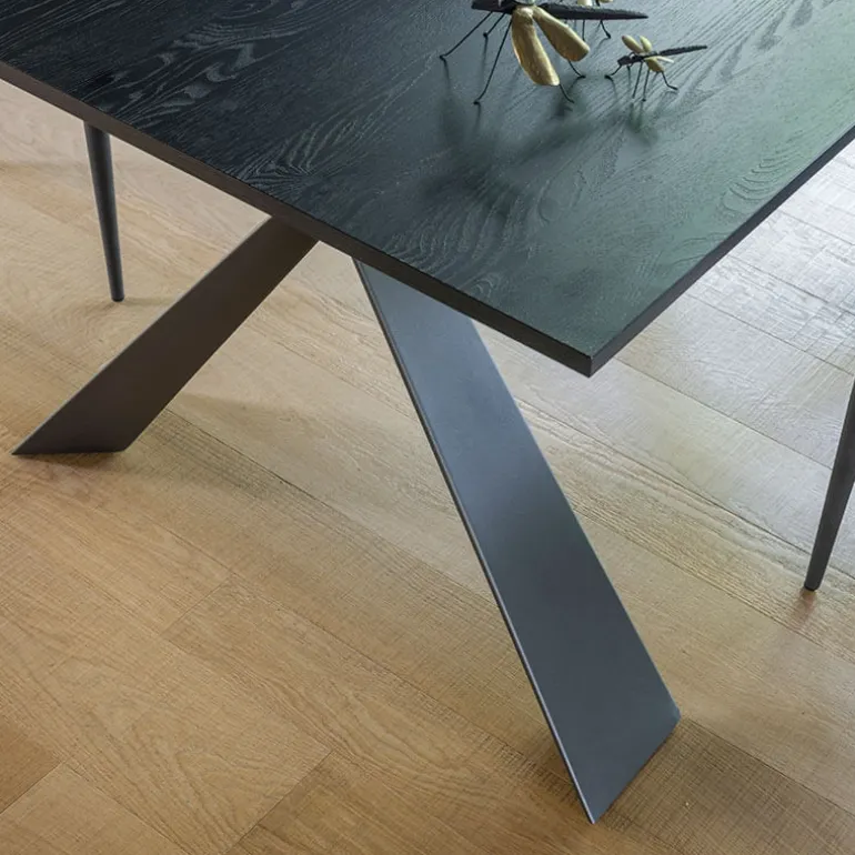 Delta Table design italienne extensible en mélaminé et pieds en X