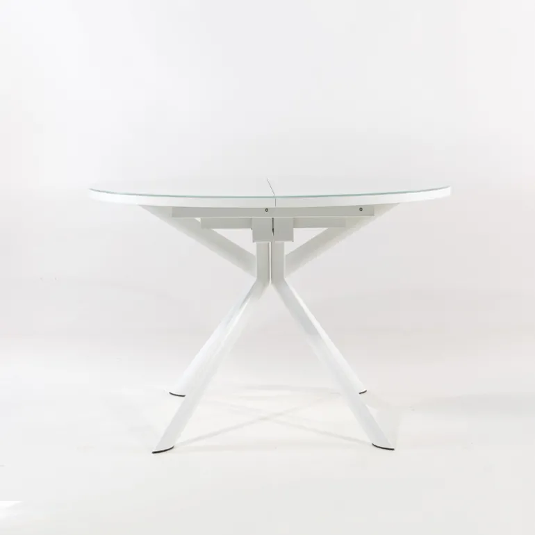 Giove Table ronde extensible en verre blanc
