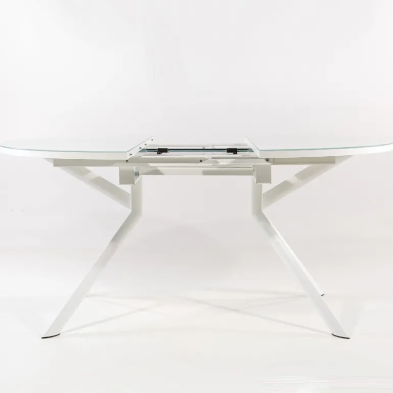 Giove Table ronde extensible en verre blanc