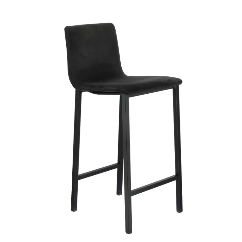 Koko Mobliberica® Tabouret snack en tissu dossier bas avec pieds en métal