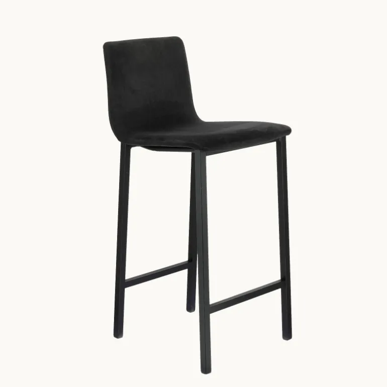 Koko Mobliberica® Tabouret snack en tissu dossier bas avec pieds en métal
