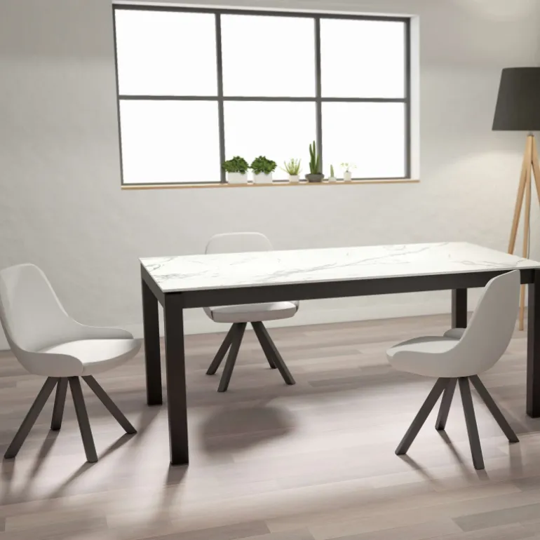 Lakera Table en Dekton rectangulaire extensible avec pieds en métal