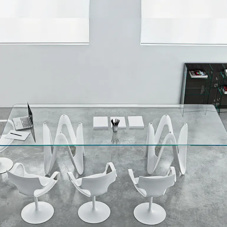 Lambda Sovet® Table de salle à manger design en verre 320 x 120 cm