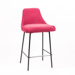 Lars diamant Tabouret snack en tissu dossier matelassé pieds en métal
