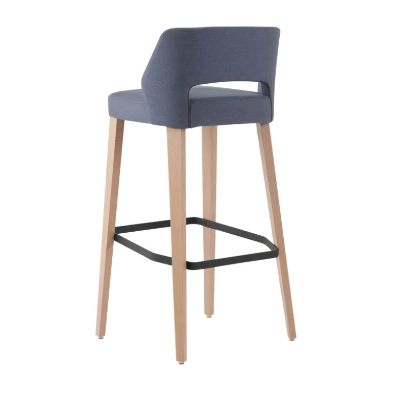 Lena Mobitec ® Tabouret de bar en tissu avec dossier bas et pieds en bois