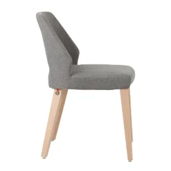 Lena Mobitec® Chaise ajourée en tissu et pieds bois style moderne