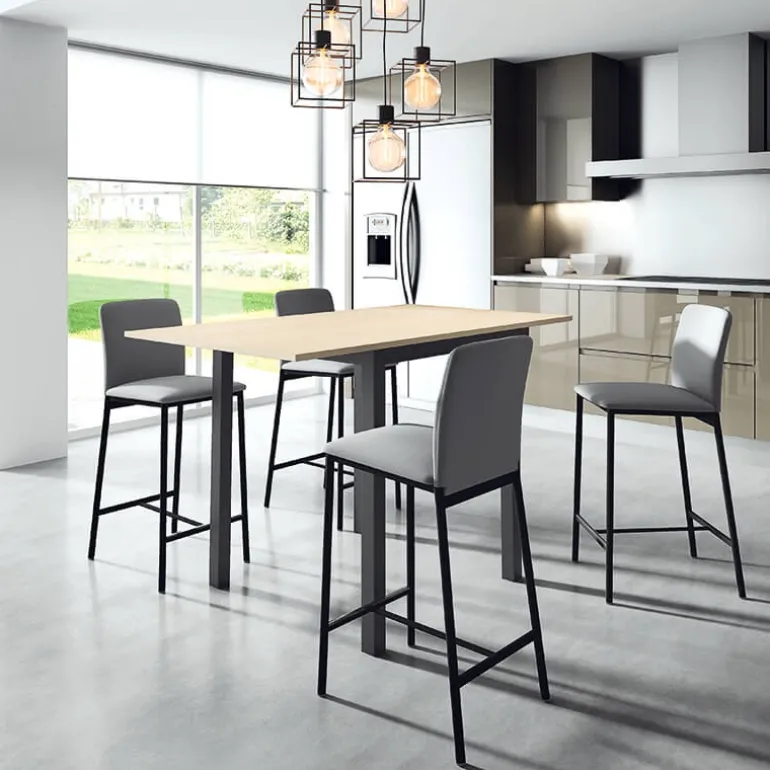 Loft Tabouret snack contemporain en simili et métal