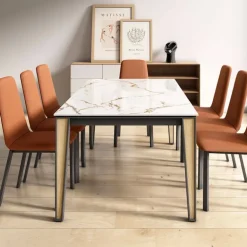 London Table en Dekton avec pieds métal et bois