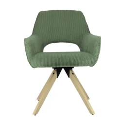 Marius Fauteuil cocooning pivotant en tissu avec pieds bois