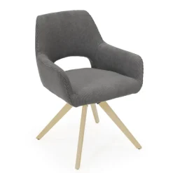 Marius Fauteuil cocooning pivotant en tissu avec pieds bois