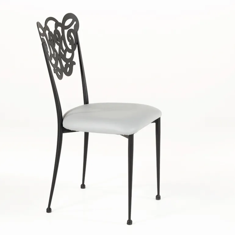 Milos Chaise provençale en métal assise synthétique rembourrée