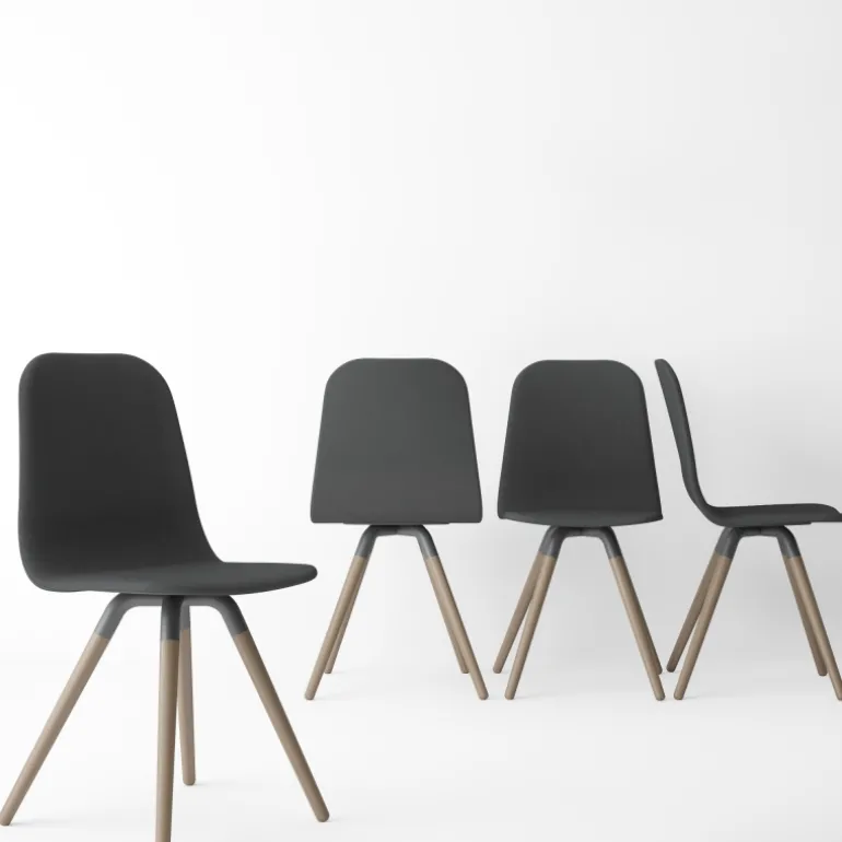 Nuba Chaise scandinave en tissu avec pieds en bois