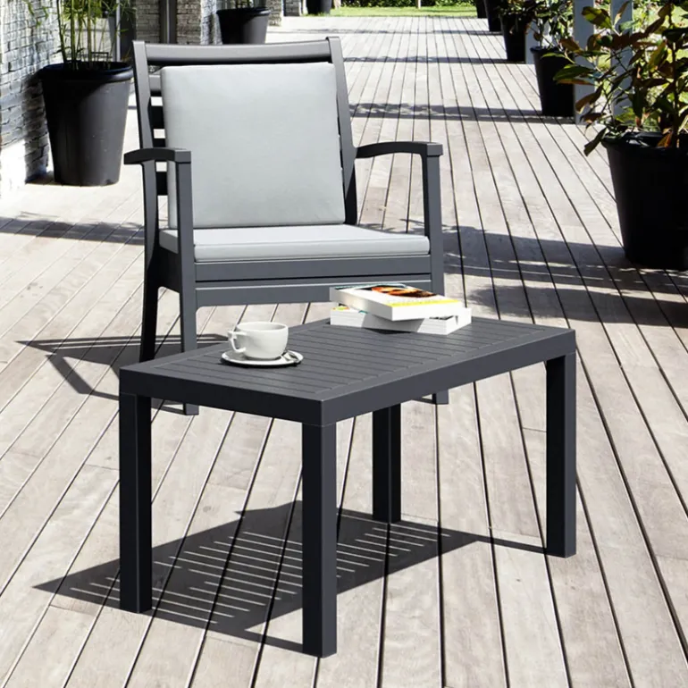 Ocean Table basse de jardin en résine rectangulaire