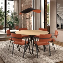 Onyx Table ronde en mélaminé avec pied central design en métal