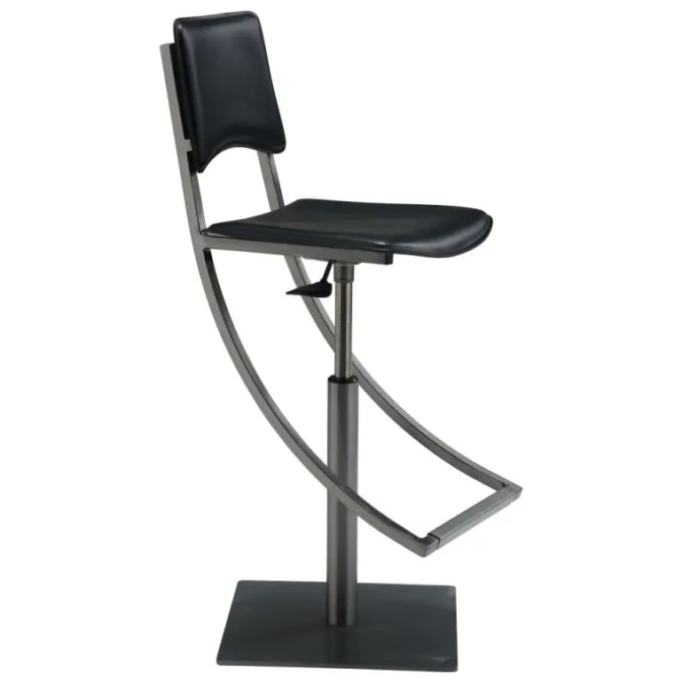 Ophélie Carrier® Tabouret réglable en métal et croûte de cuir