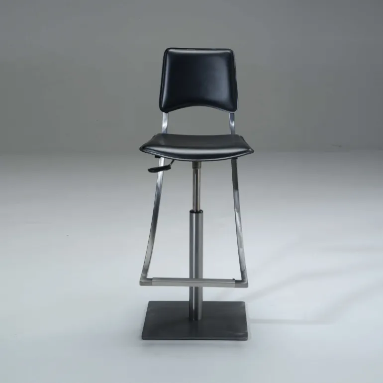 Ophélie Carrier® Tabouret réglable en métal et croûte de cuir