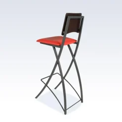 Ophélie Carrier® Tabouret snack contemporain pliant en métal et synthétique dossier bois wengé
