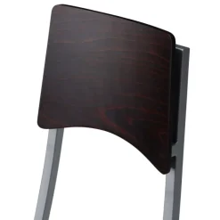 Ophélie Carrier® Tabouret snack contemporain pliant en métal et synthétique dossier bois wengé