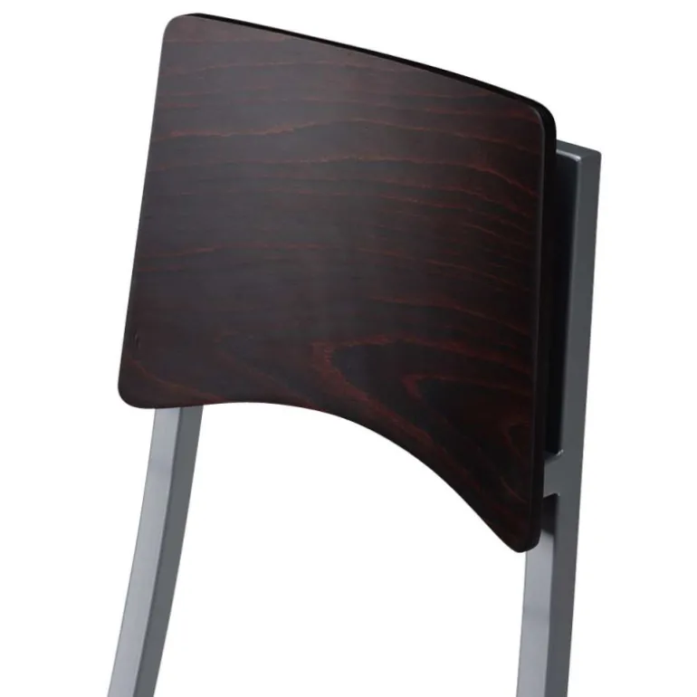 Ophélie Carrier® Tabouret snack contemporain pliant en métal et synthétique dossier bois wengé