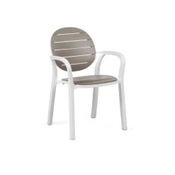 Palma Fauteuil de jardin en polypropylène coloris blanc et taupe