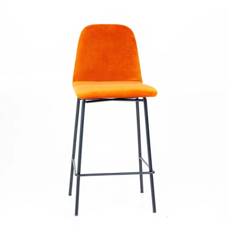 Pandora diamant Tabouret snack dos matelassé en tissu et pieds métal