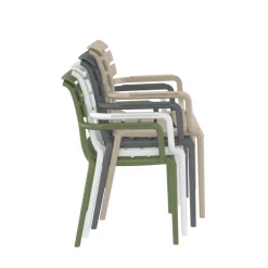 Paris Fauteuil de jardin empilable en polypropylène avec accoudoirs
