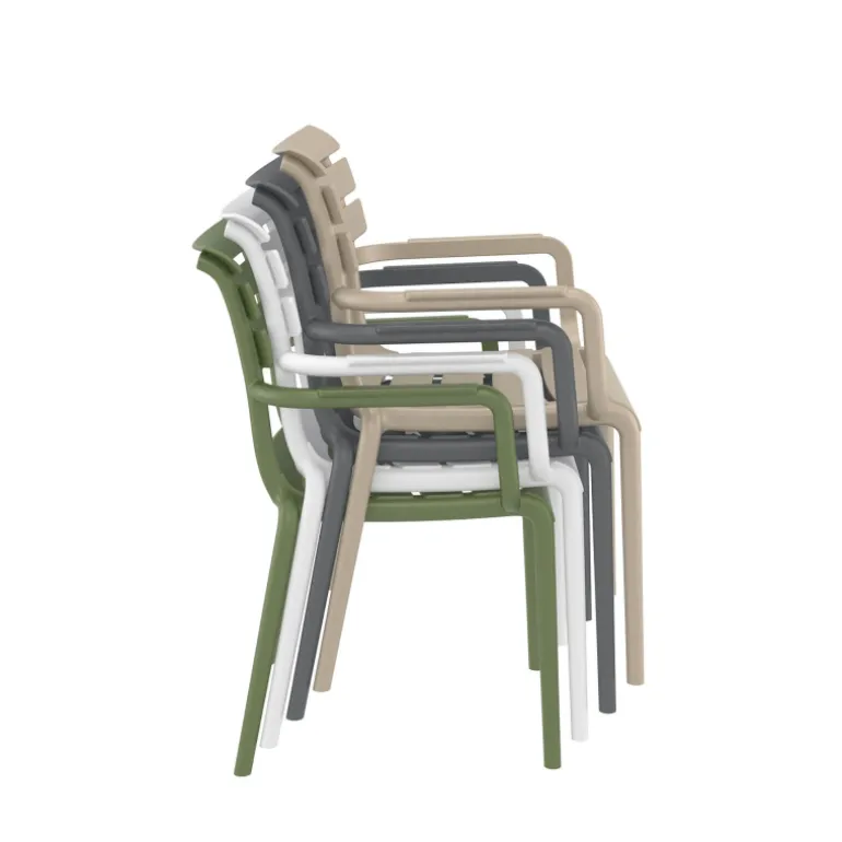 Paris Fauteuil de jardin empilable en polypropylène avec accoudoirs