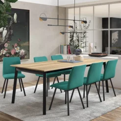 Pisa Chaise de salle à manger moderne en métal et simili