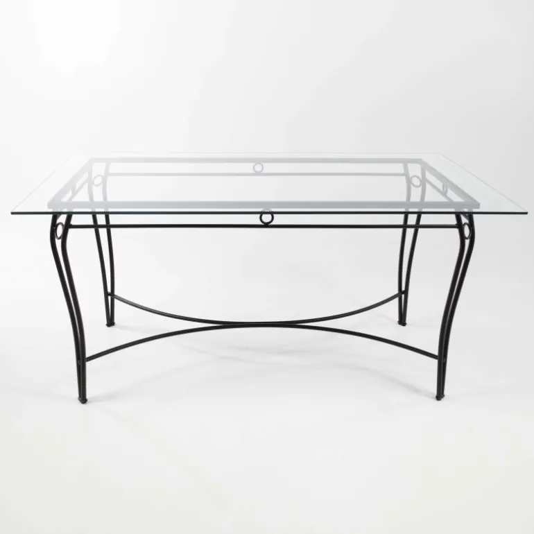 Pisa Table d'extérieur provençale en verre trempé et acier