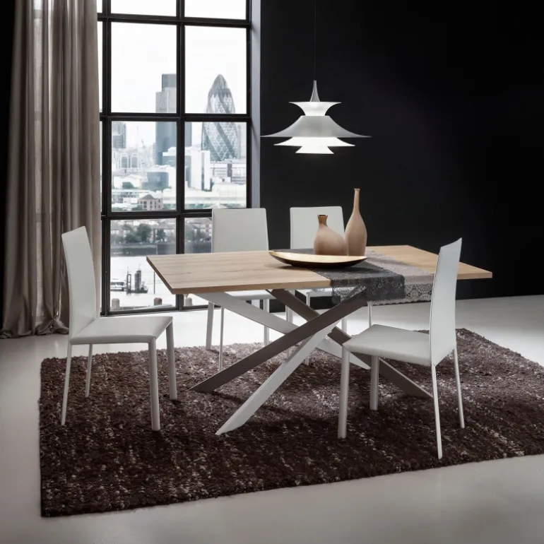 Renzo Table de salle à manger design extensible en stratifié