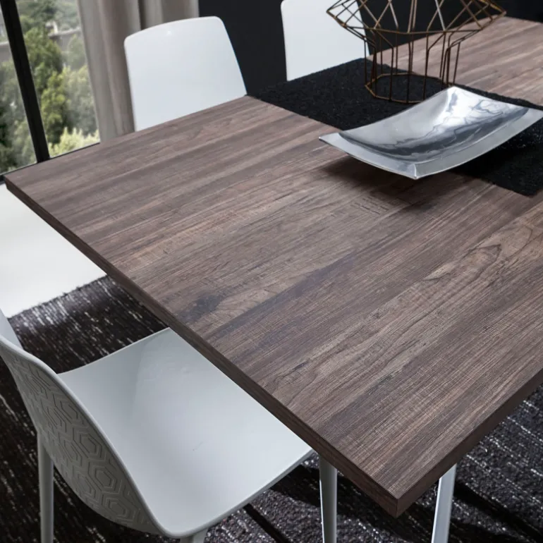 Renzo Table de salle à manger design extensible en stratifié