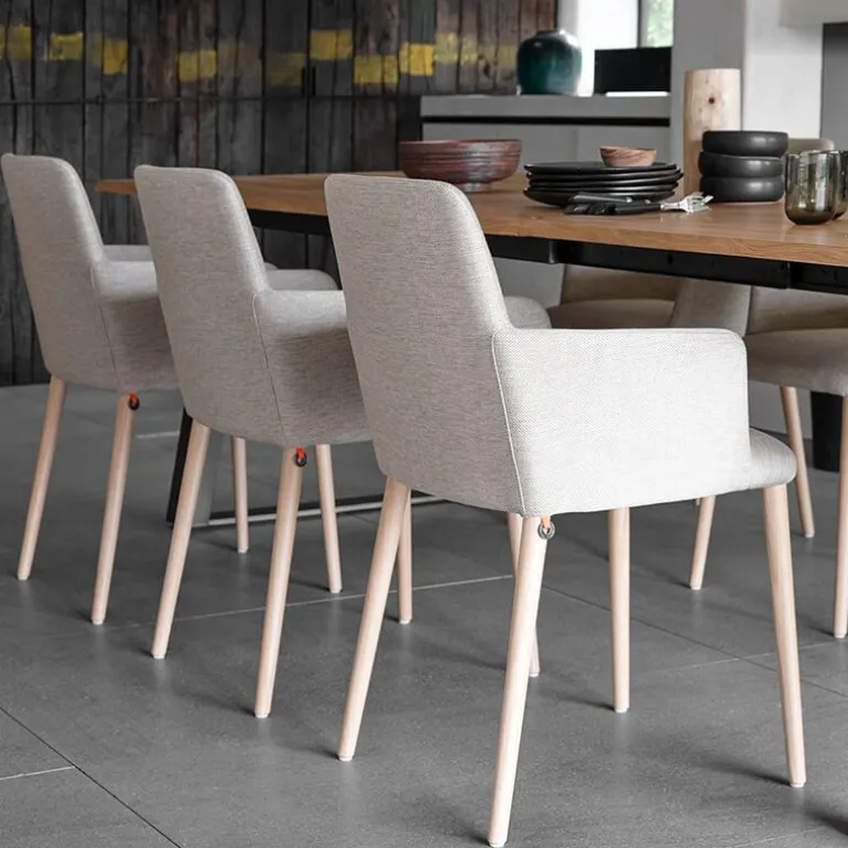 Rob C02 Mobitec® Fauteuil de salle à manger cocooning en tissu et pieds bois
